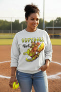 Softball Girl Crewneck Sweatshirt — Women's Softball Graphic Pullover